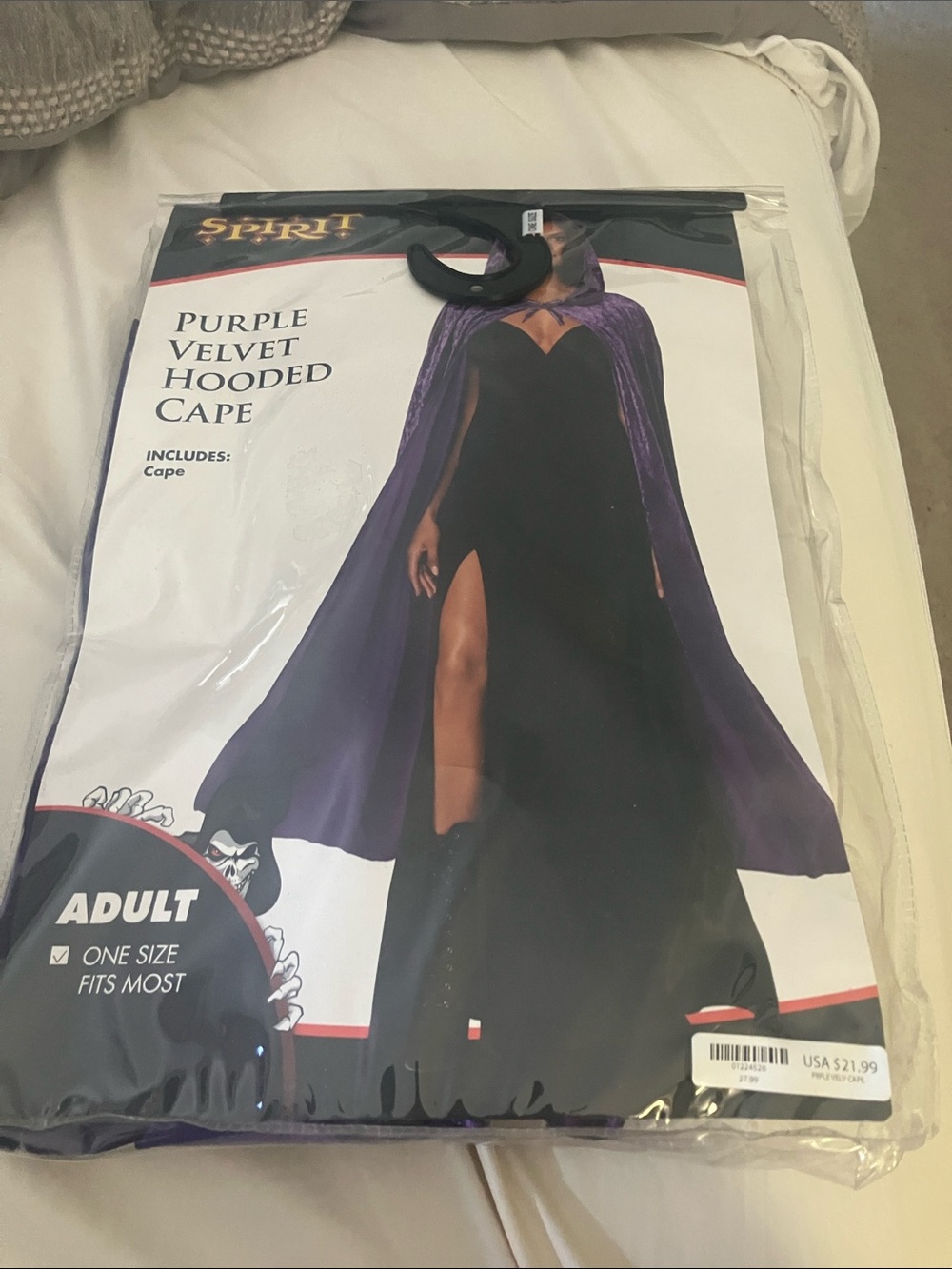 Spirit Purple Velvet Hooded Cape - Adult One Size